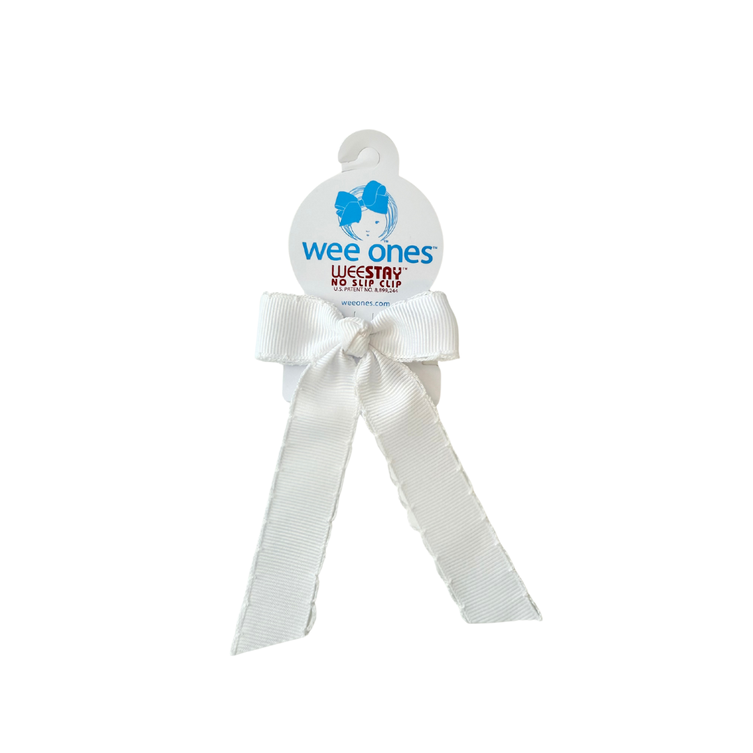 Tiny Moonstitch Grosgrain Hair Bow with Streamer Tails