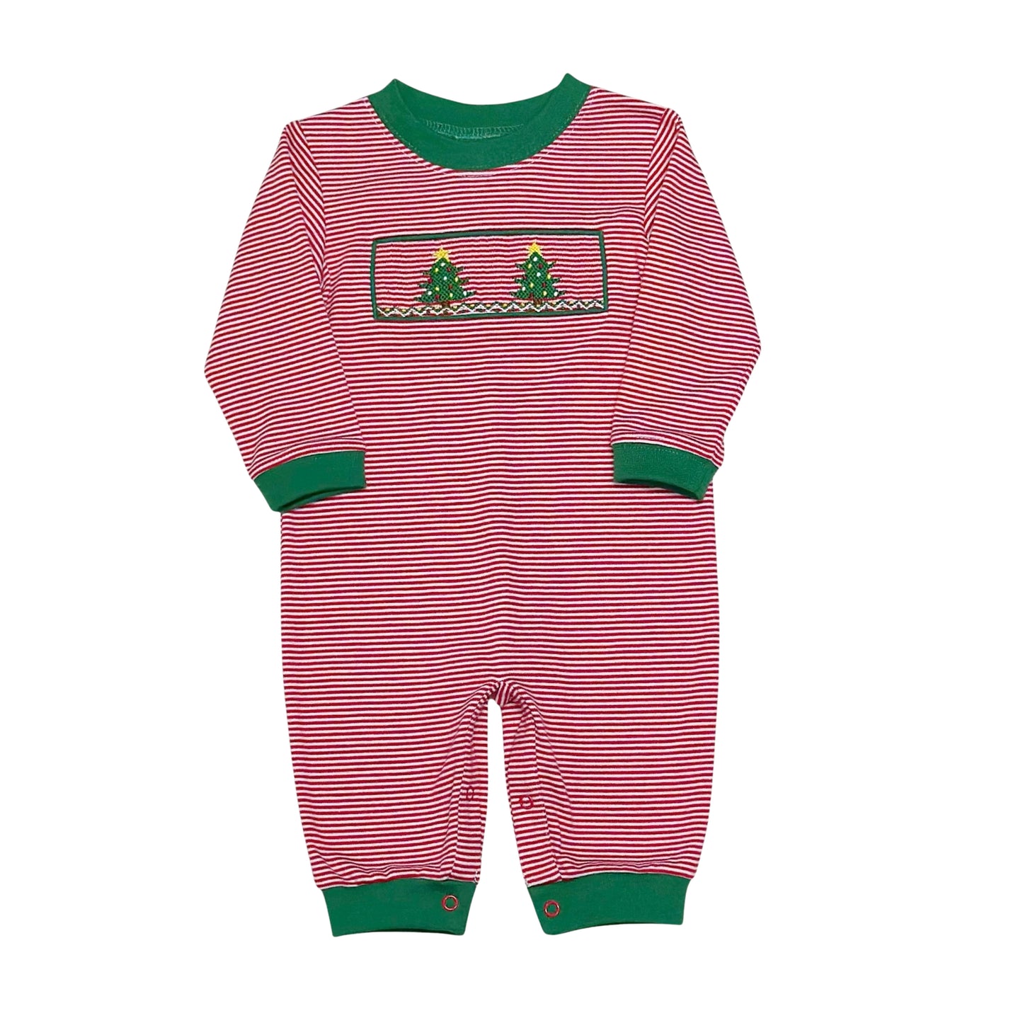 Christmas Tree Smocked Bitty Stripe Knit - Luke Bubble