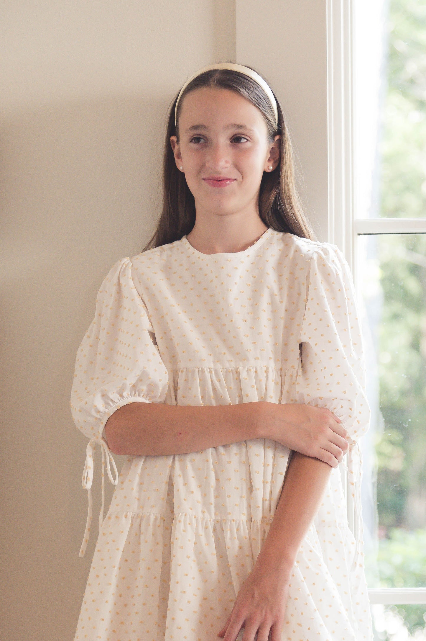 Beth Dress - Ecru Swiss Dot