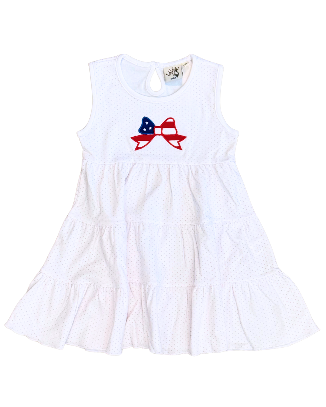 Luigi Pink Bitty Dot Patriotic Twirl Dress