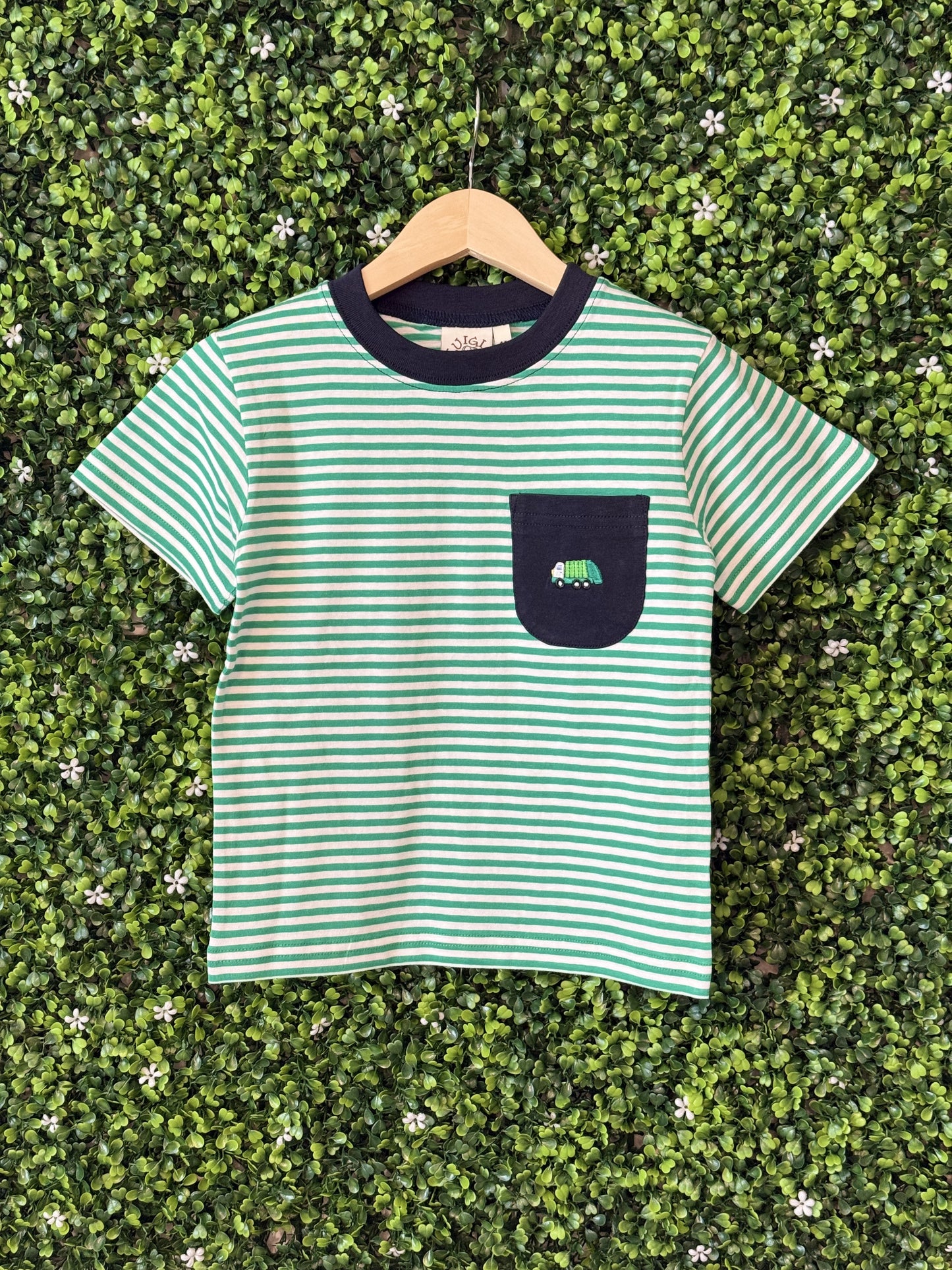Luigi Garbage Truck Pocket Striped S/S Shirt