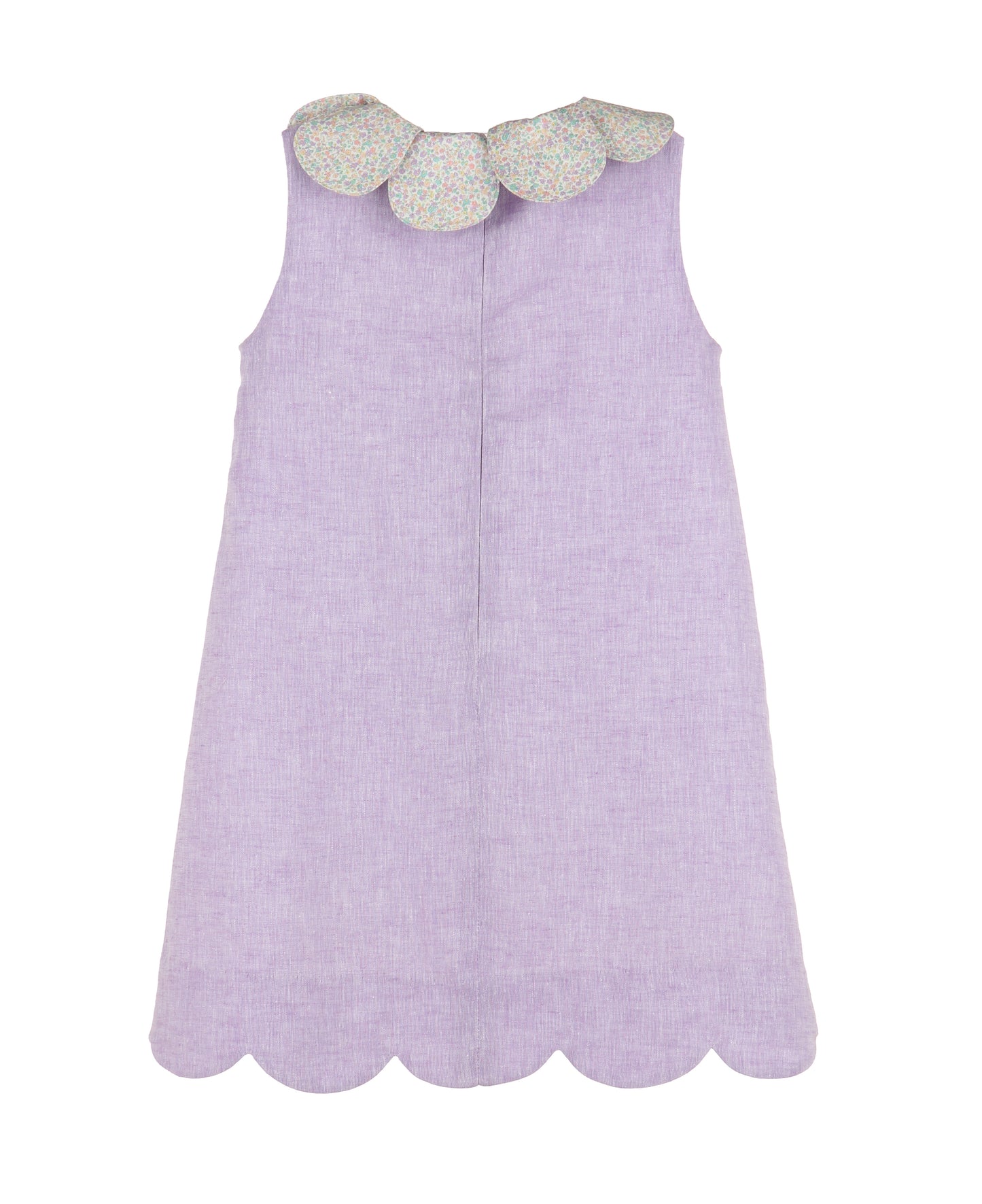 Lilac Petal Print Scallops Dress