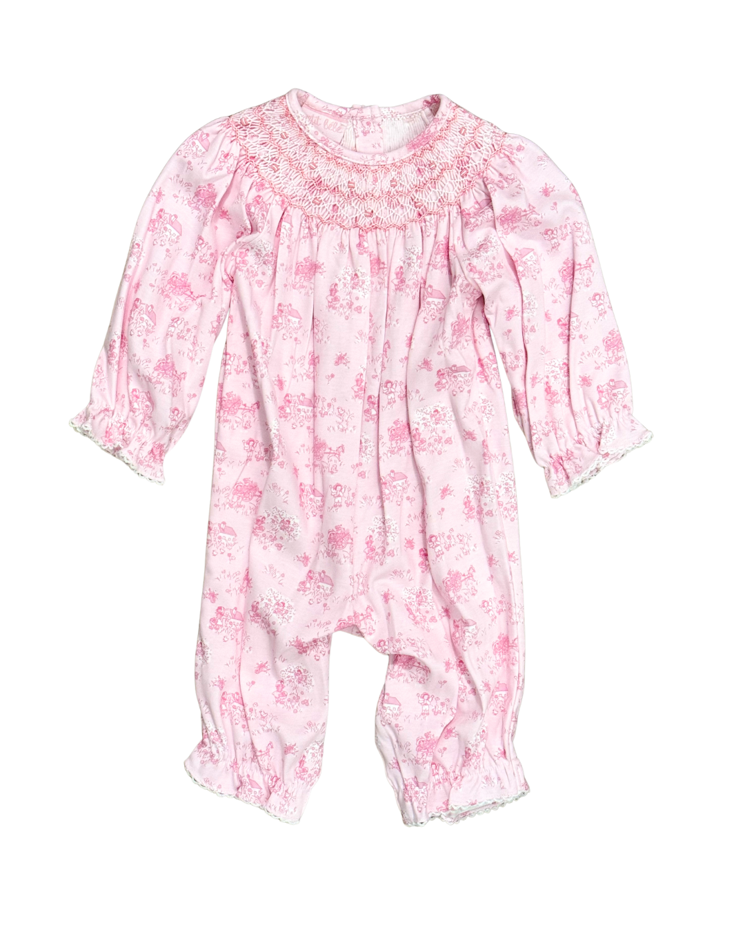 Pink French Toile - Smocked Romper