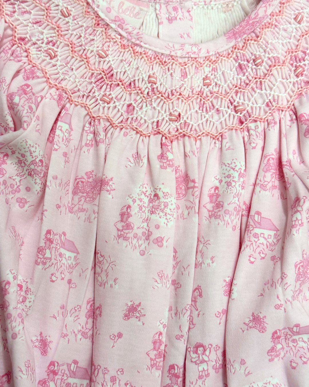 Pink French Toile - Smocked Romper