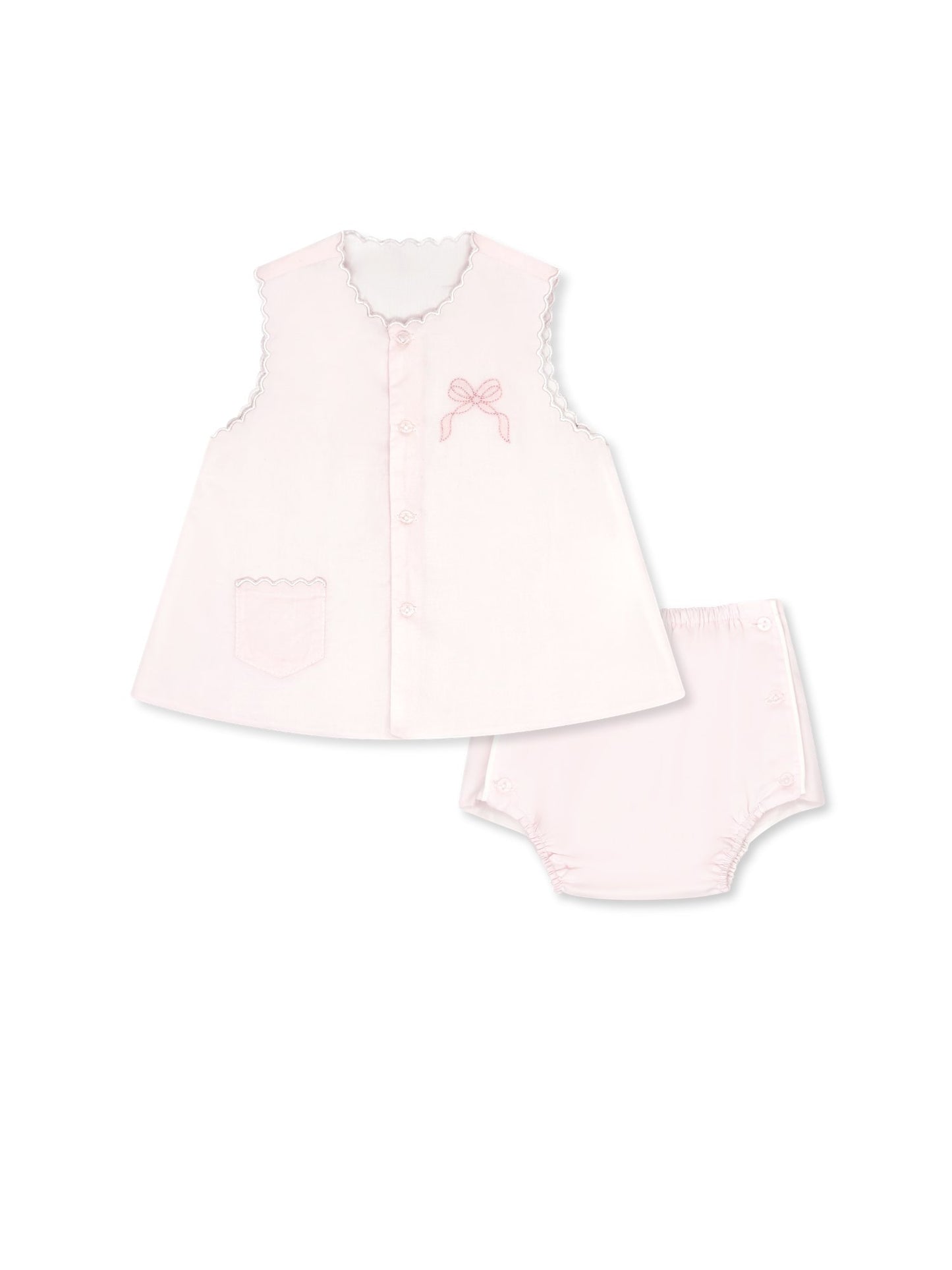 Maria Diaper Set - Blessings Pink Batiste with Bow Embroidery