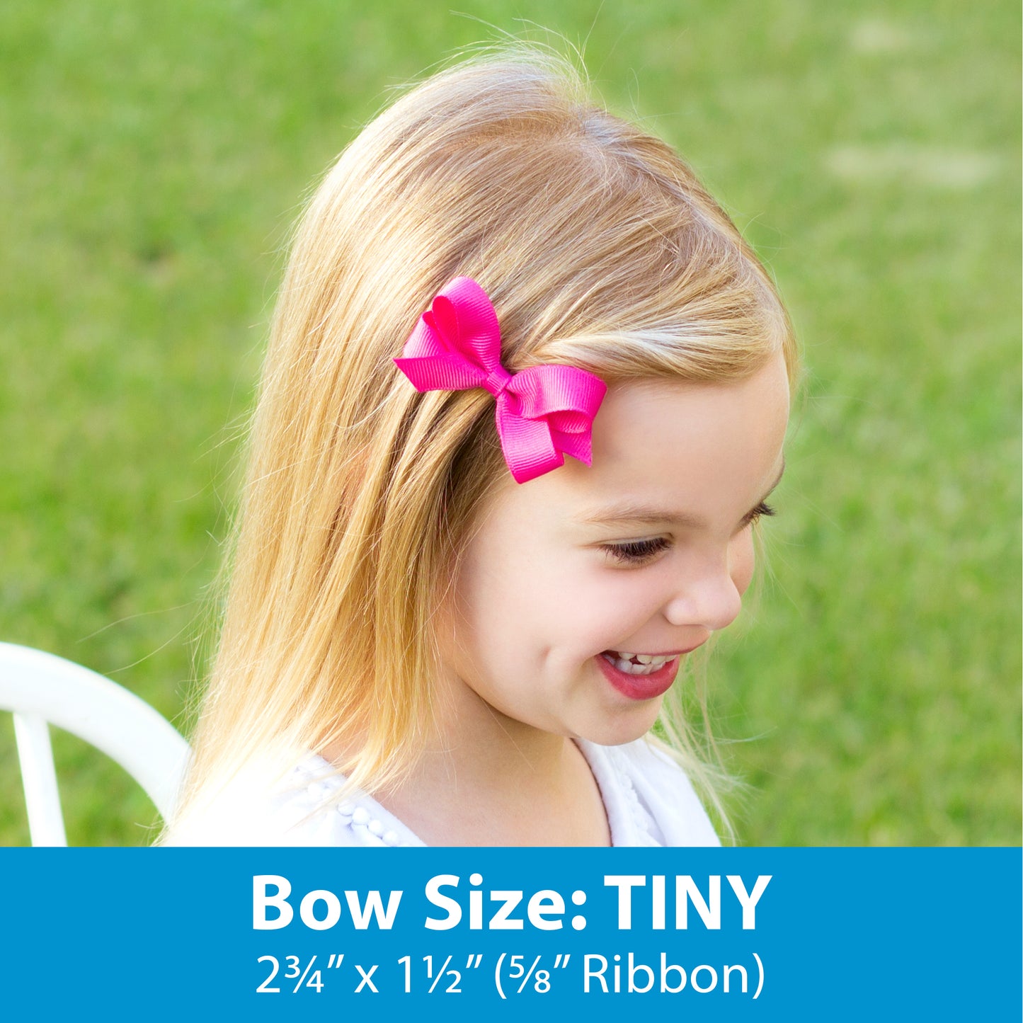 Tiny Moonstitch Grosgrain Hair Bow with Streamer Tails