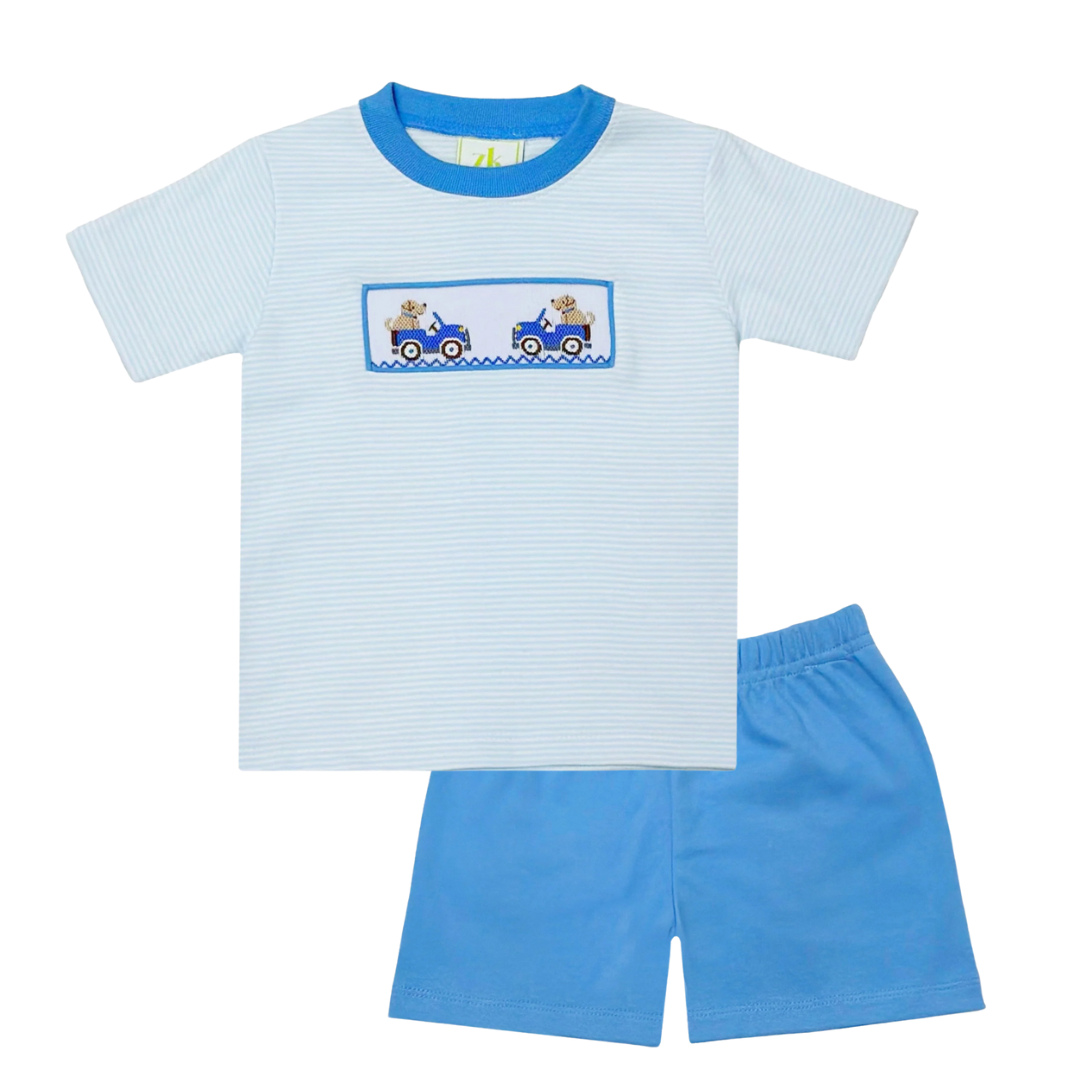 Harry's Smocked Play Tee and Knit Leo Short Set - Labrador