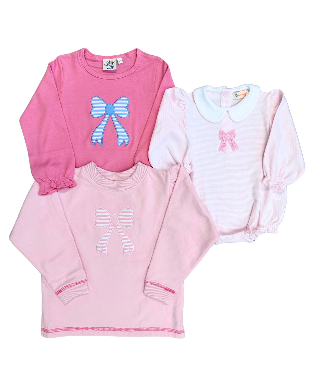 Luigi Legging Set - Sky Blue Striped Bow