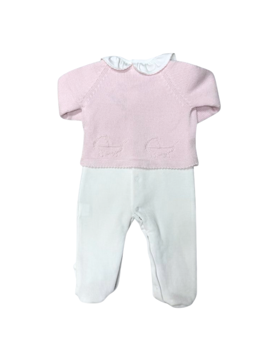 Mi Lucero Pram Cardigan & Pima Footie Set - Pink