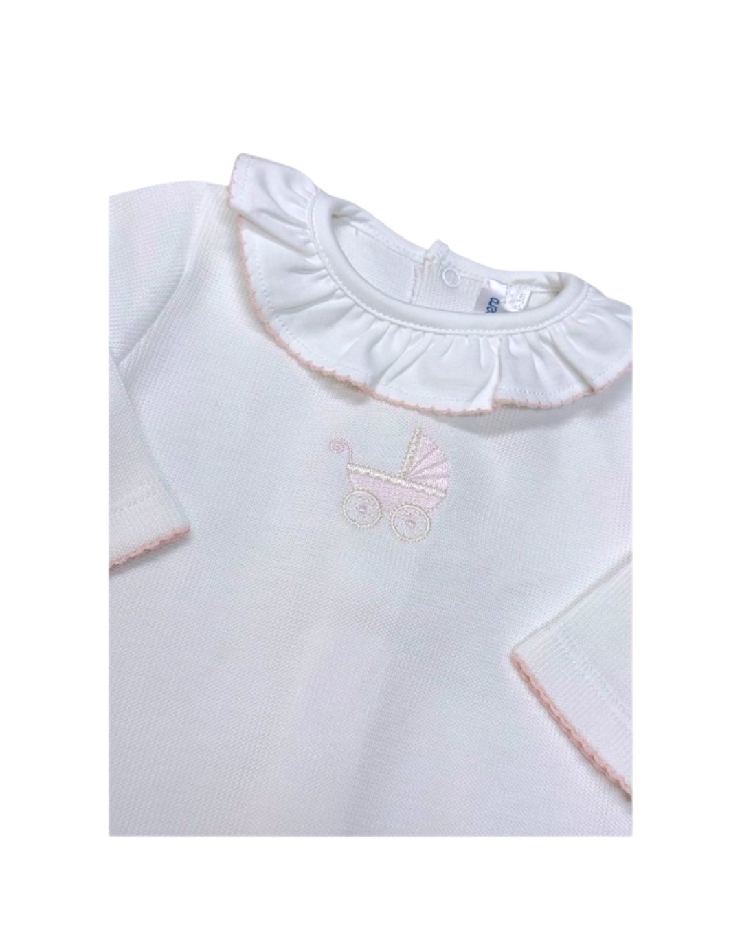 Mi Lucero Pram Cardigan & Pima Footie Set - Pink