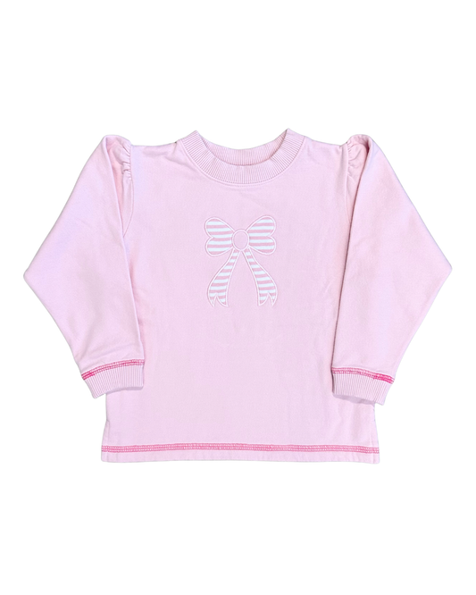 Luigi Fleece Sweatshirt - Lt. Pink Striped Bow