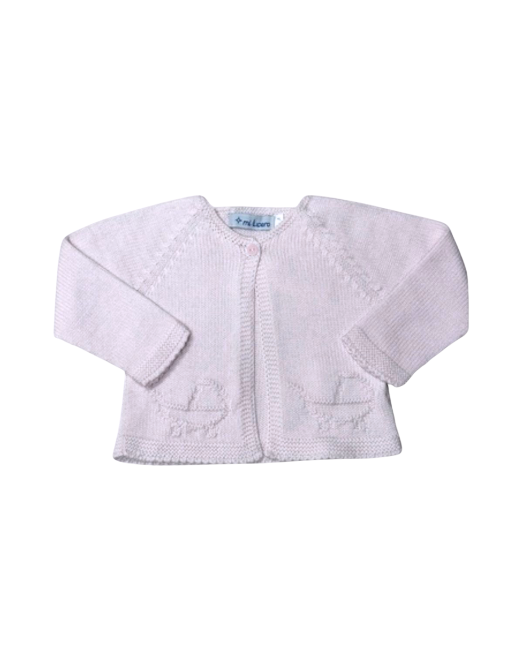Mi Lucero Pram Cardigan & Pima Footie Set - Pink