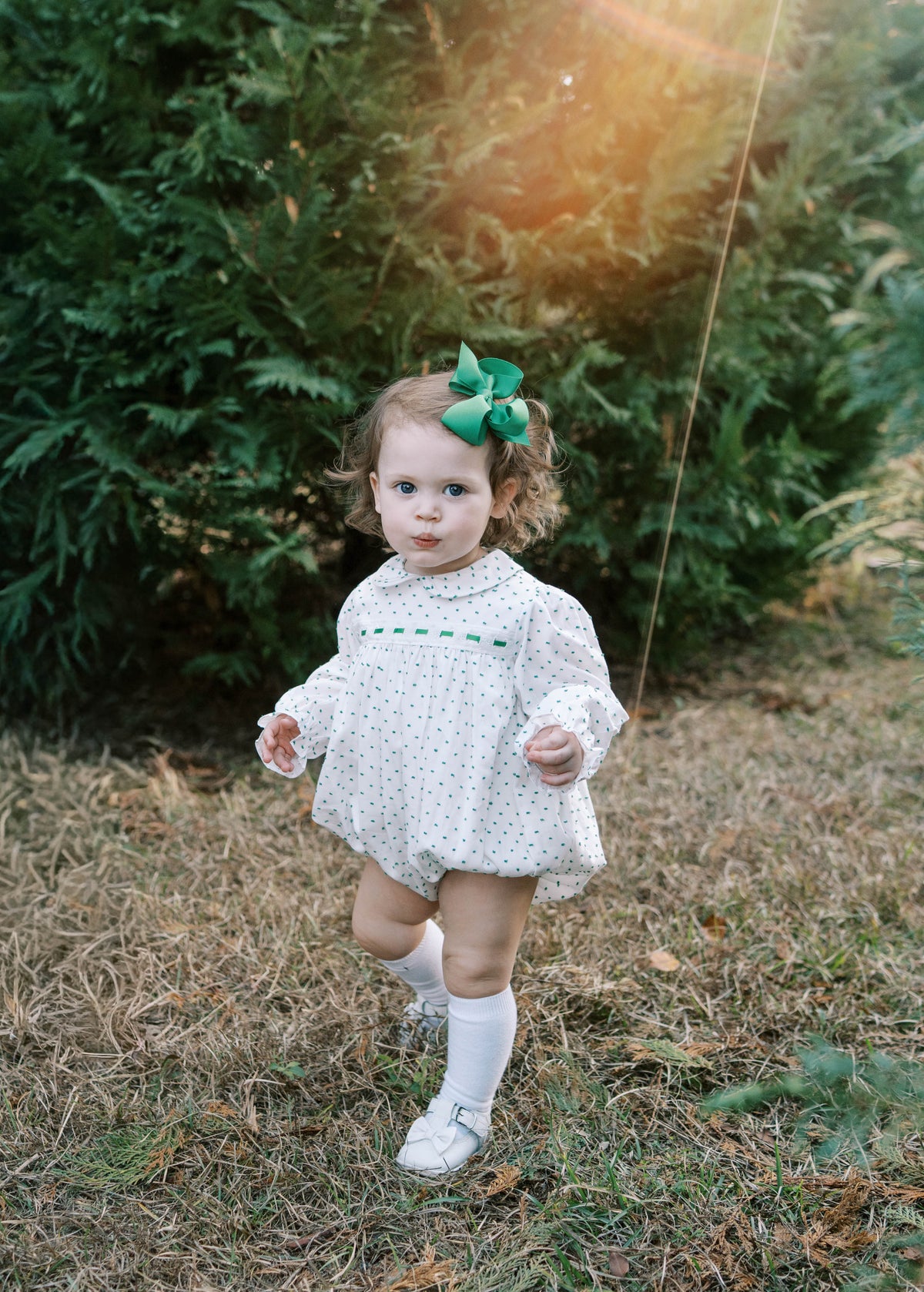Mistletoe Green Swiss Dot - 1956 Ribbon Bubble