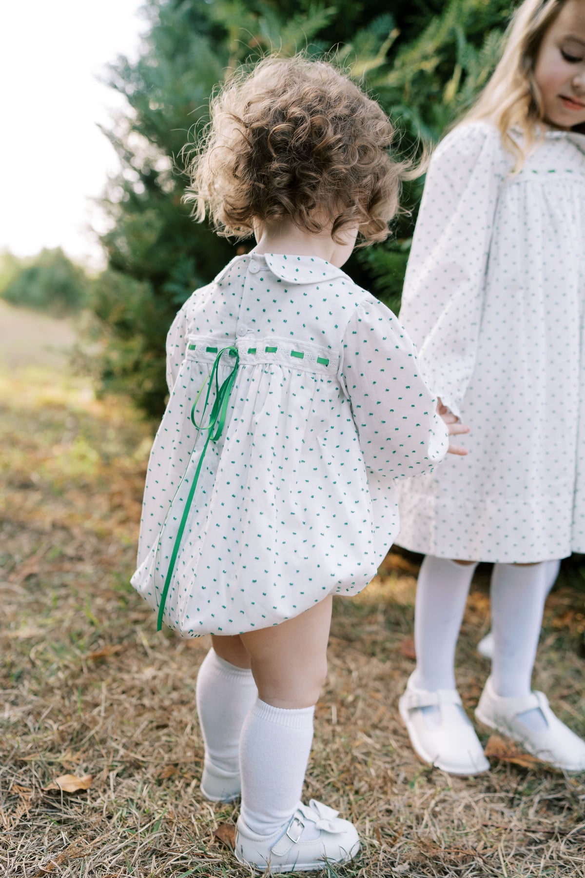 Mistletoe Green Swiss Dot - 1956 Ribbon Bubble