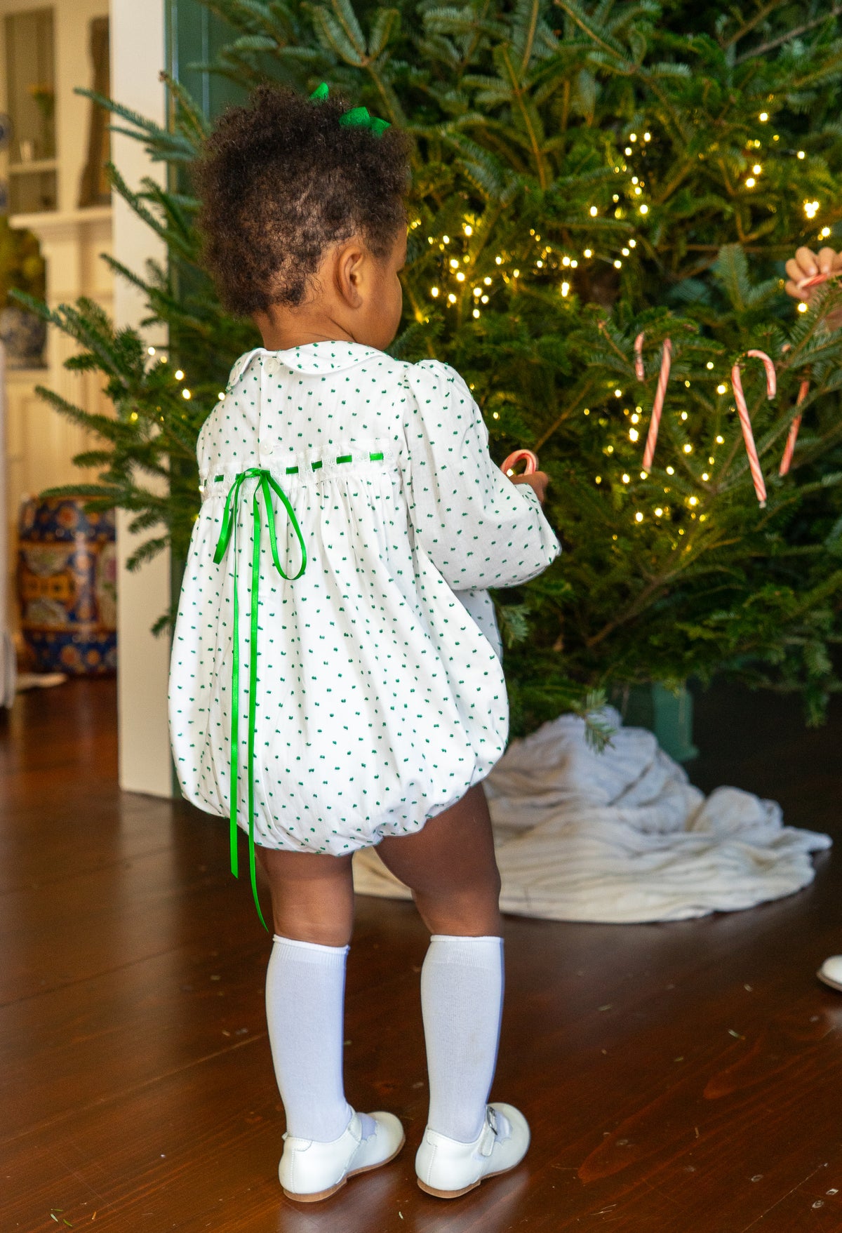 Mistletoe Green Swiss Dot - 1956 Ribbon Bubble