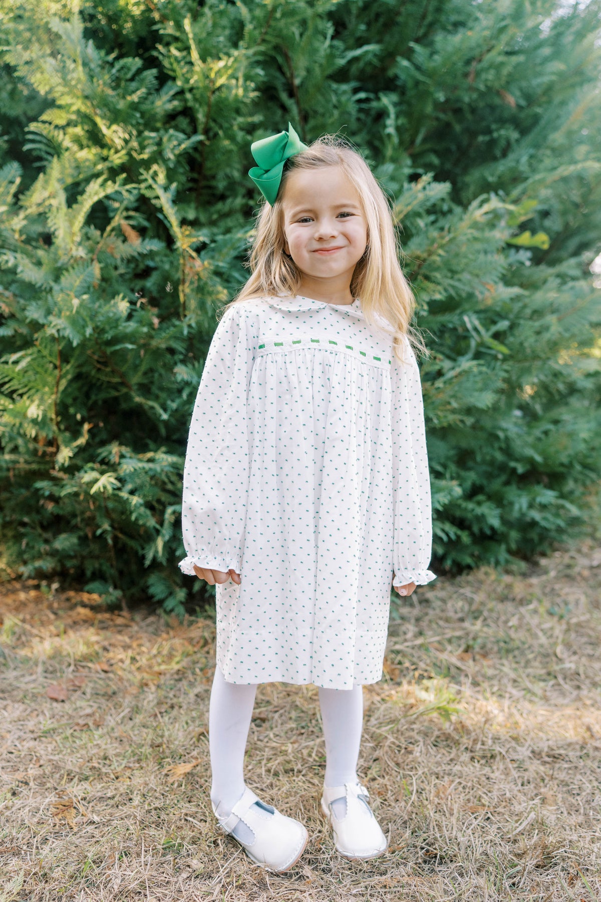 Mistletoe Green Swiss Dot - 1956 Ribbon Dress