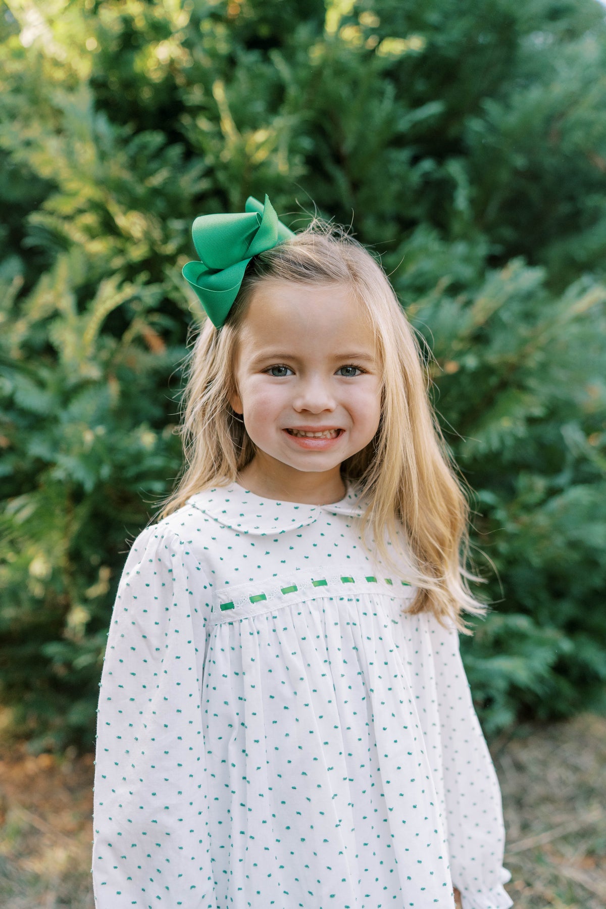 Mistletoe Green Swiss Dot - 1956 Ribbon Dress