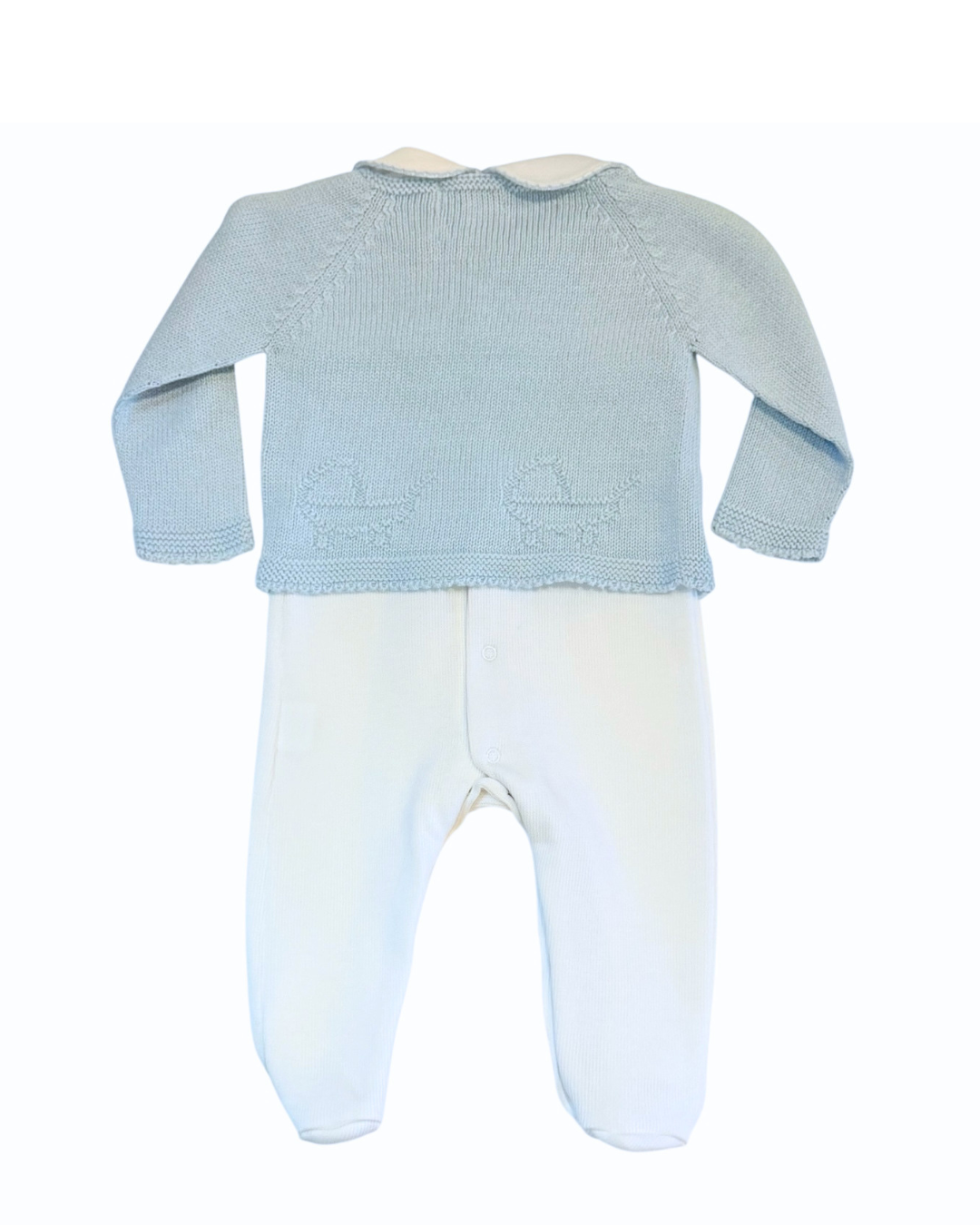 Mi Lucero Pram Cardigan & Pima Footie Set - Blue