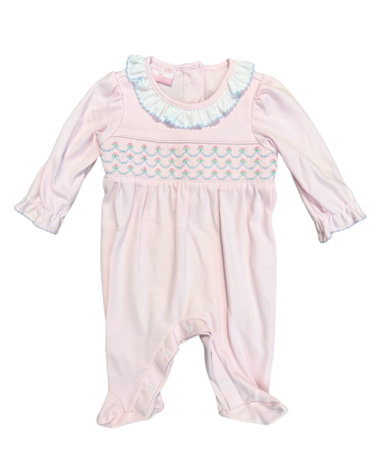 Ellie Pink Smocked Footie