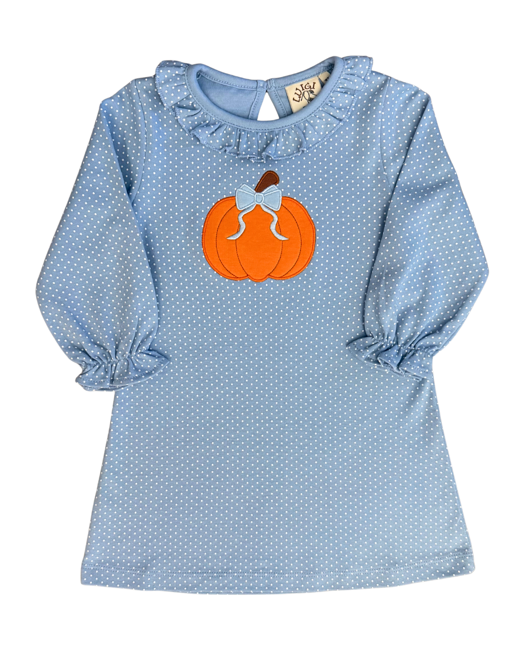 Luigi Ruffled Dress - Bitty Dot Pumpkin