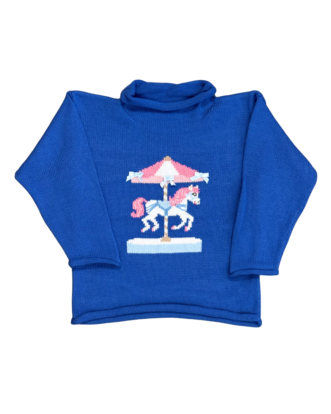 Claver Sweater - Carousel on Dark Chambray