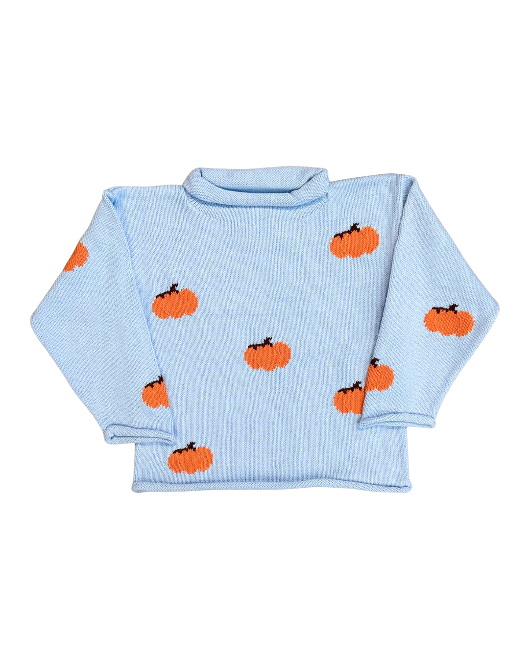 Claver Sweater - Pumpkins on Sky Blue