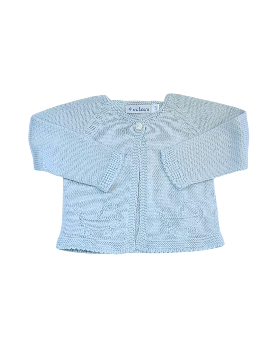 Mi Lucero Pram Cardigan & Pima Footie Set - Blue