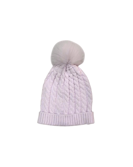 Mi Lucero Cable Tobaggan Hat w/Pom - Pink