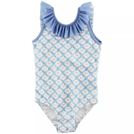 Girl's Bow Trellis Spandex Swimsuit