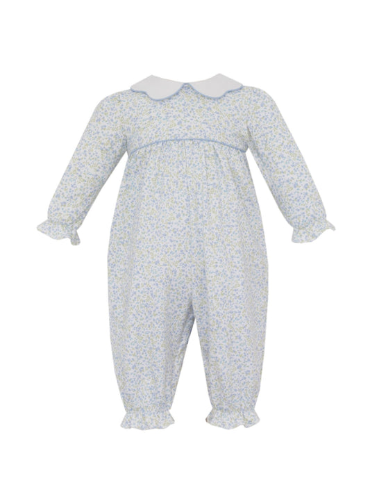 Caroline Tiny Blue Floral Knit Romper