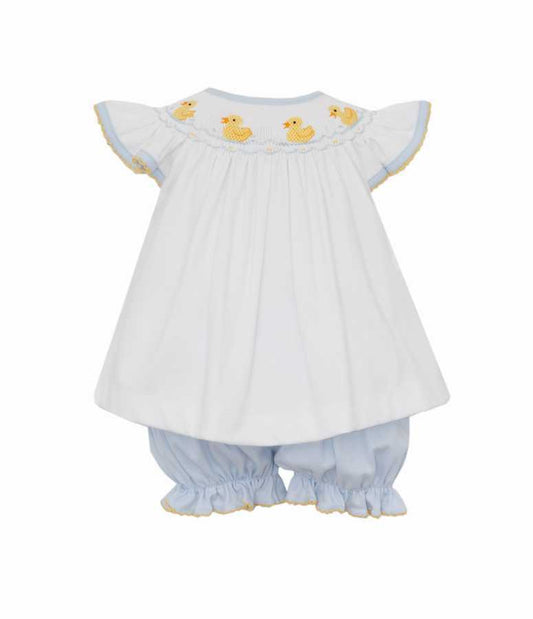 Smocked Duckies Knit - Angel Wing Bishop Bloomer Set
