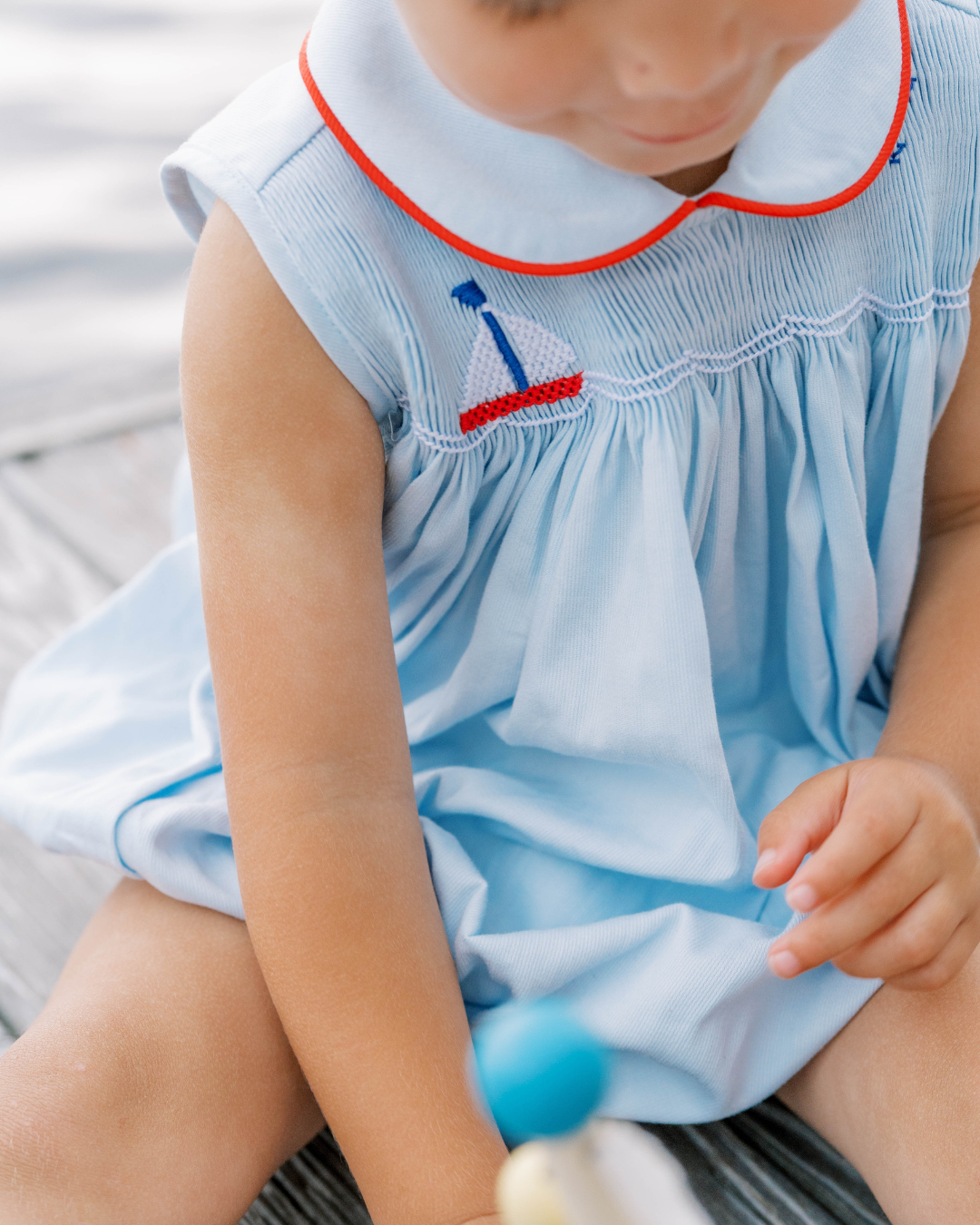 Brentwood Blue Smocked Sailboat - Beckett Bubble