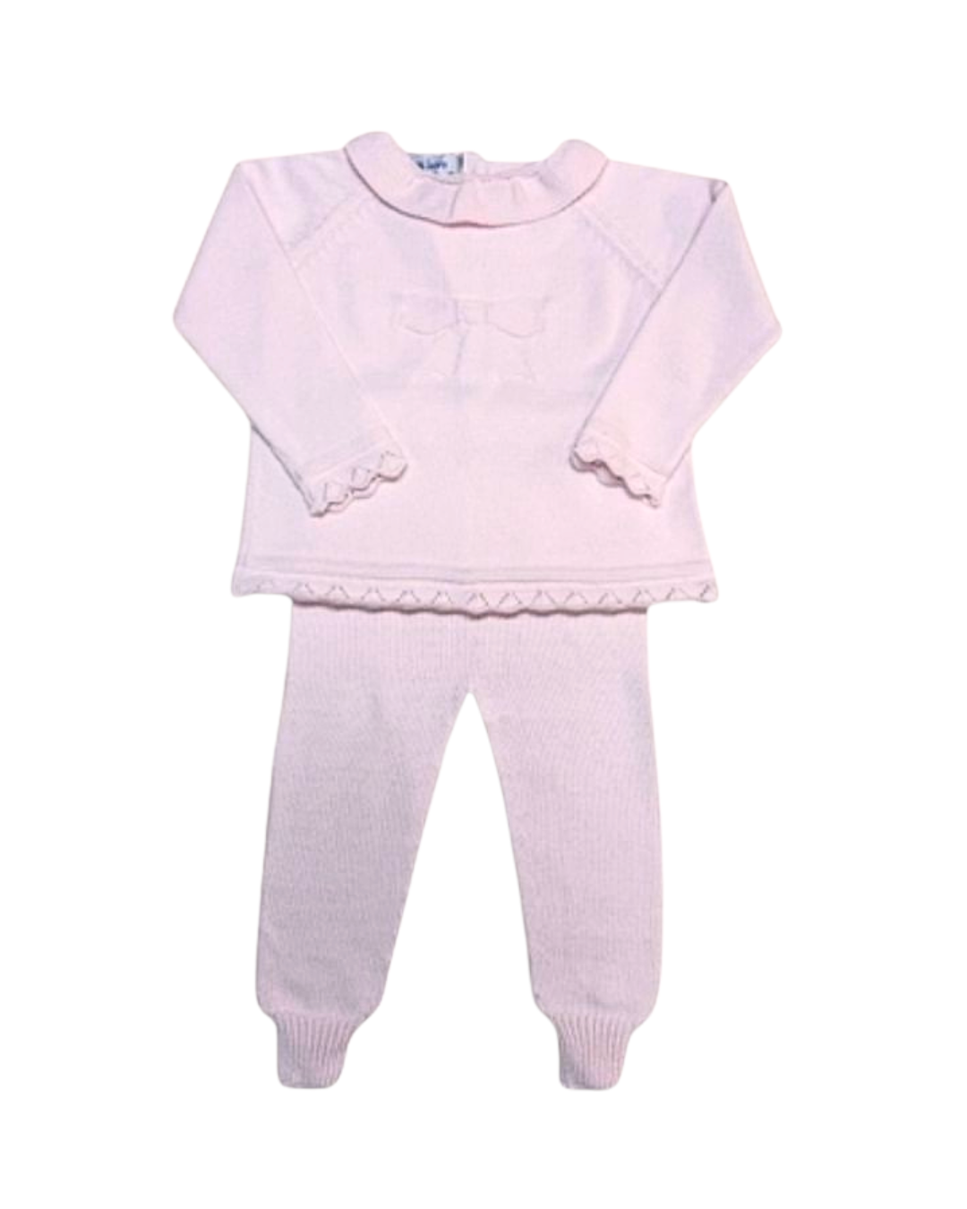 Mi Lucero Ruffled Sweater Jogger Set - Light Pink Bow