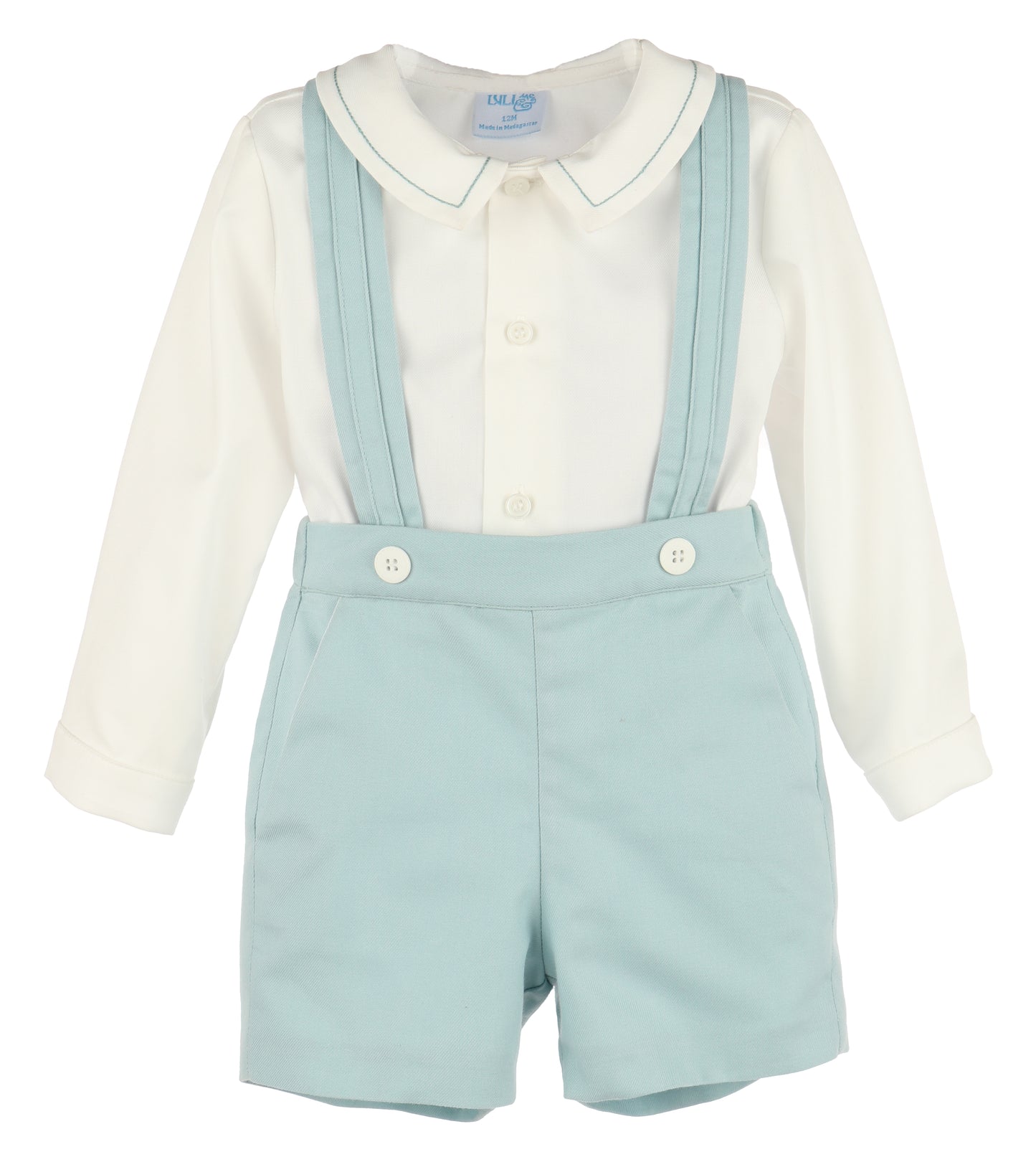 Suspenders Boy Set - Teal Green