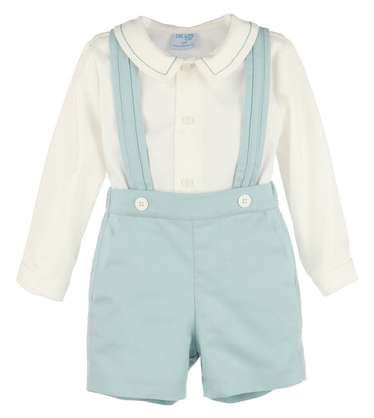 Suspenders Boy Set - Teal Green