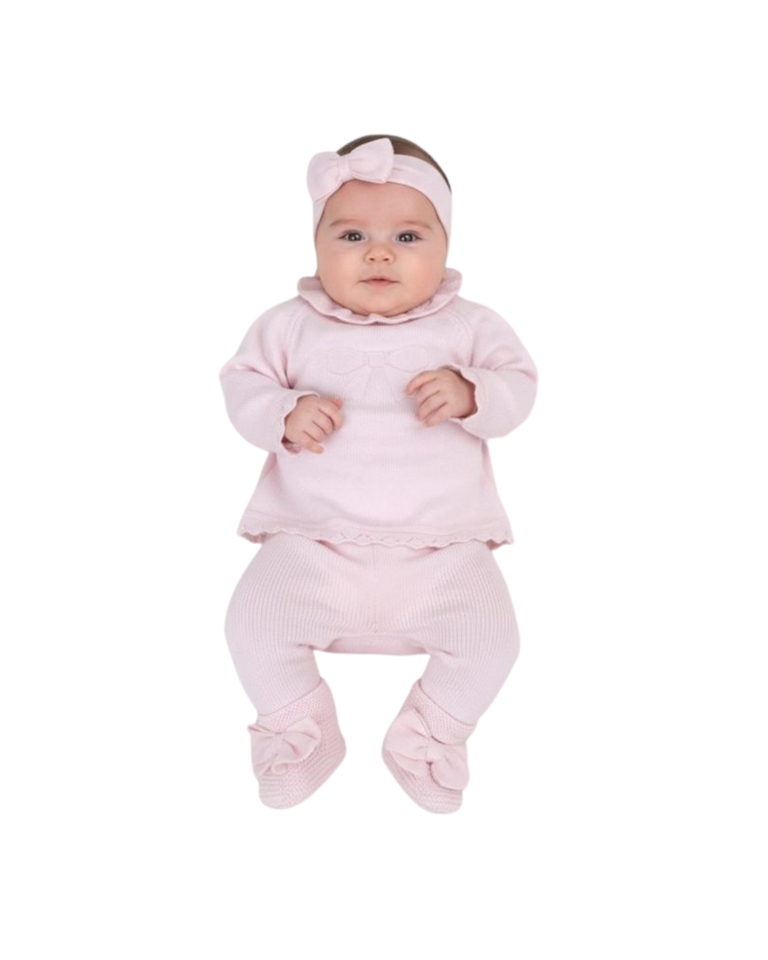 Mi Lucero Ruffled Sweater Jogger Set - Light Pink Bow