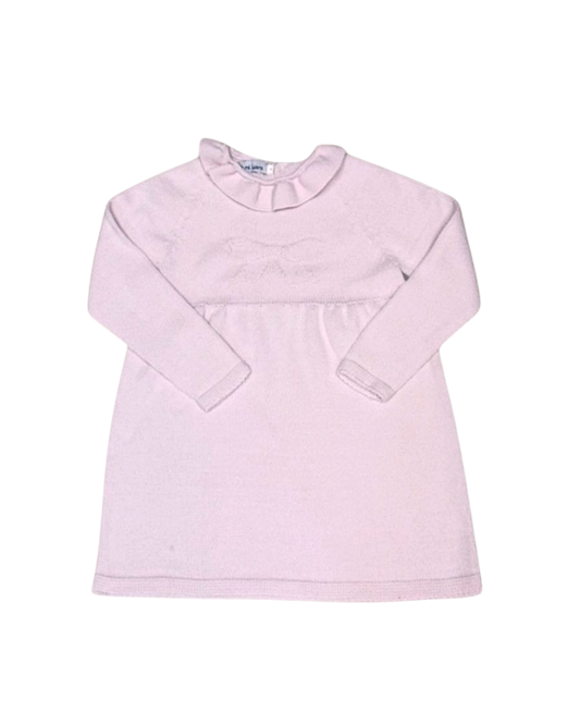 Mi Lucero Ruffled Sweater Dress - Light Pink Bow