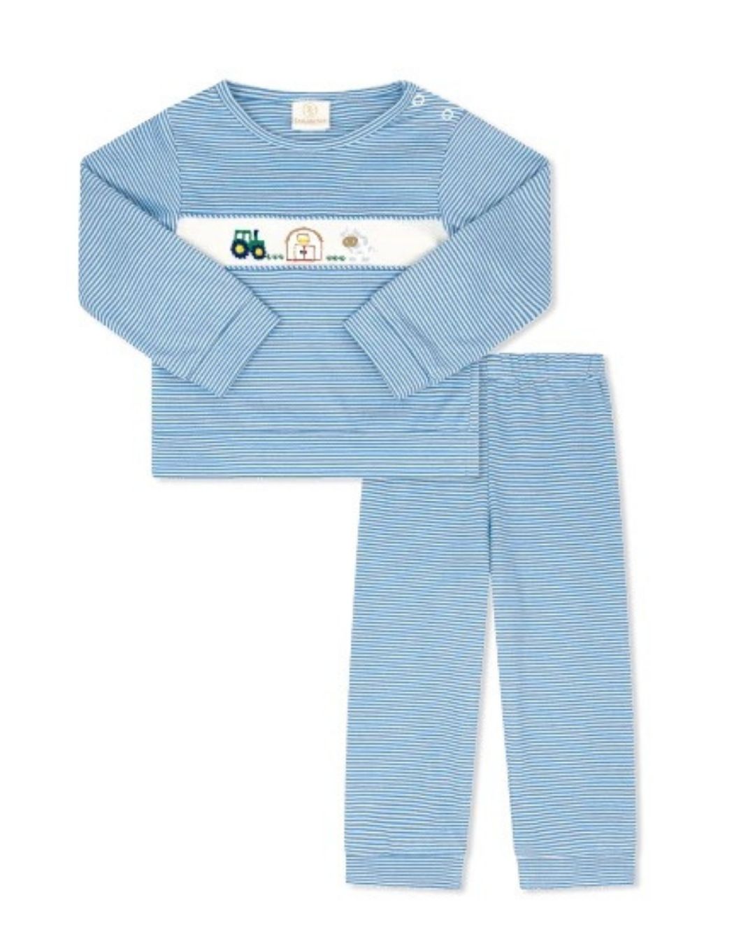 Bayou Play Set - Louisville Mini-stripe Knit w/Farm Embroidery