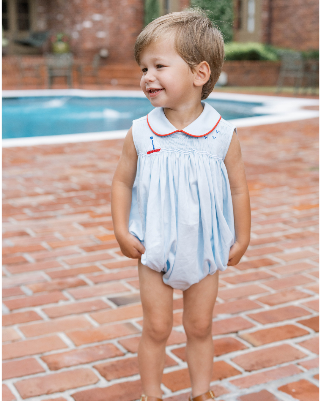 Brentwood Blue Smocked Sailboat - Beckett Bubble