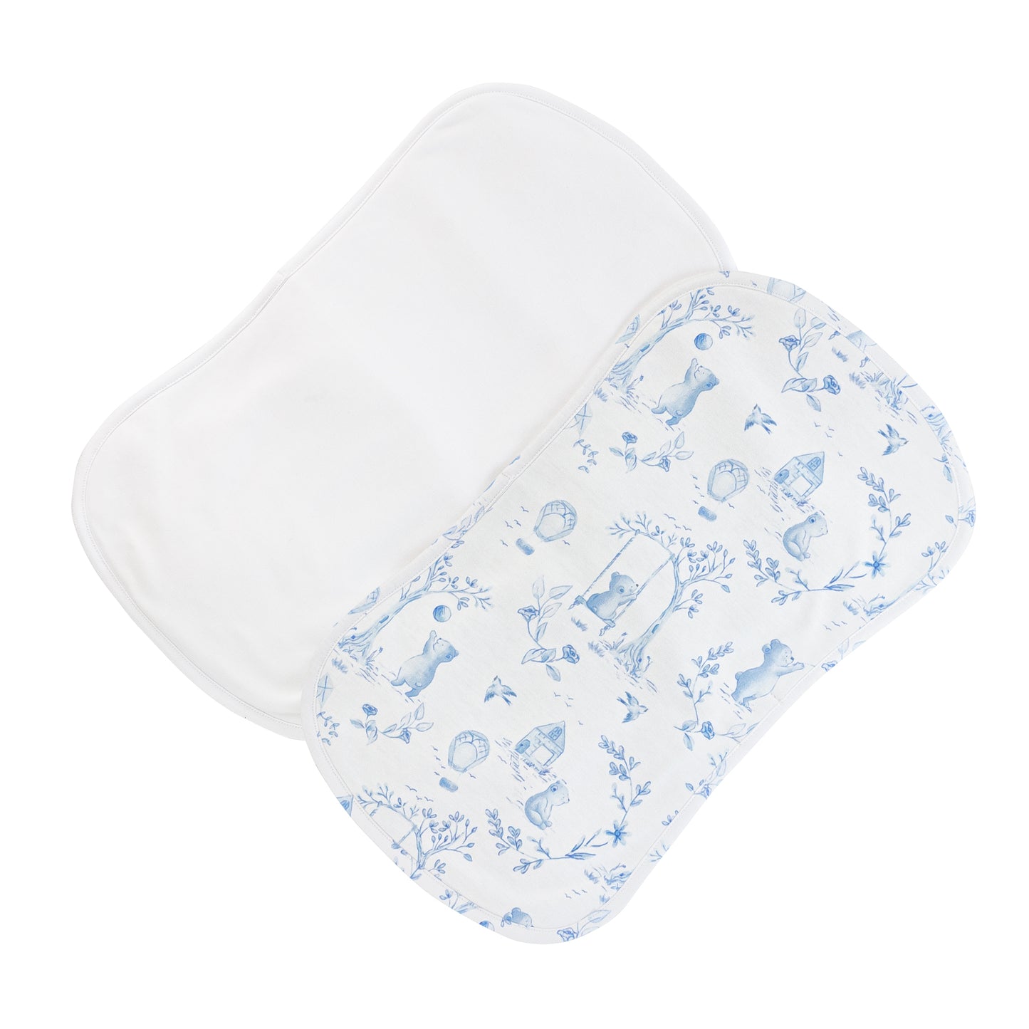 Toile de Jouy Printed Burp Cloth Set - Blue