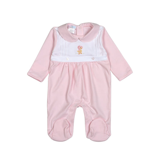 Mrs. Duck Hand Embroidered Pima Footie - Pink