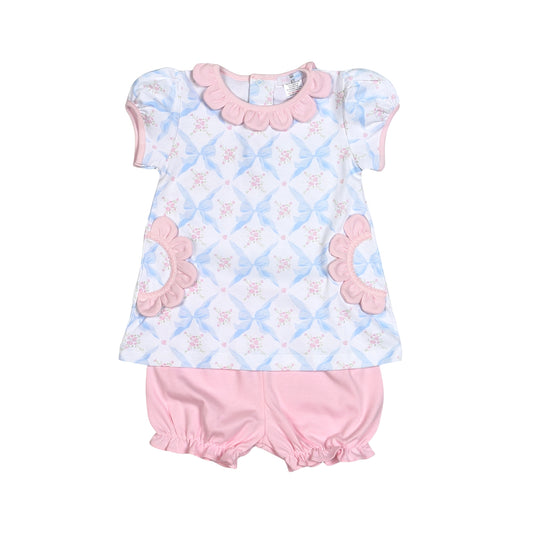 Blue Bows Pima - Bloomer Set