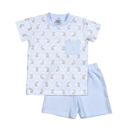 Bunny Trellis Pima - Short Set in Blue