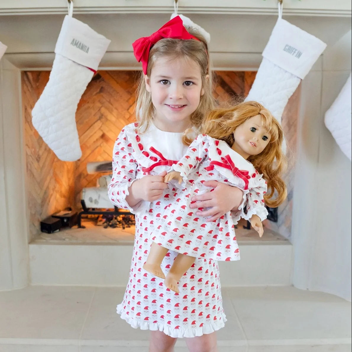 Emersyn Girls’ Dress - Whimsical Santa