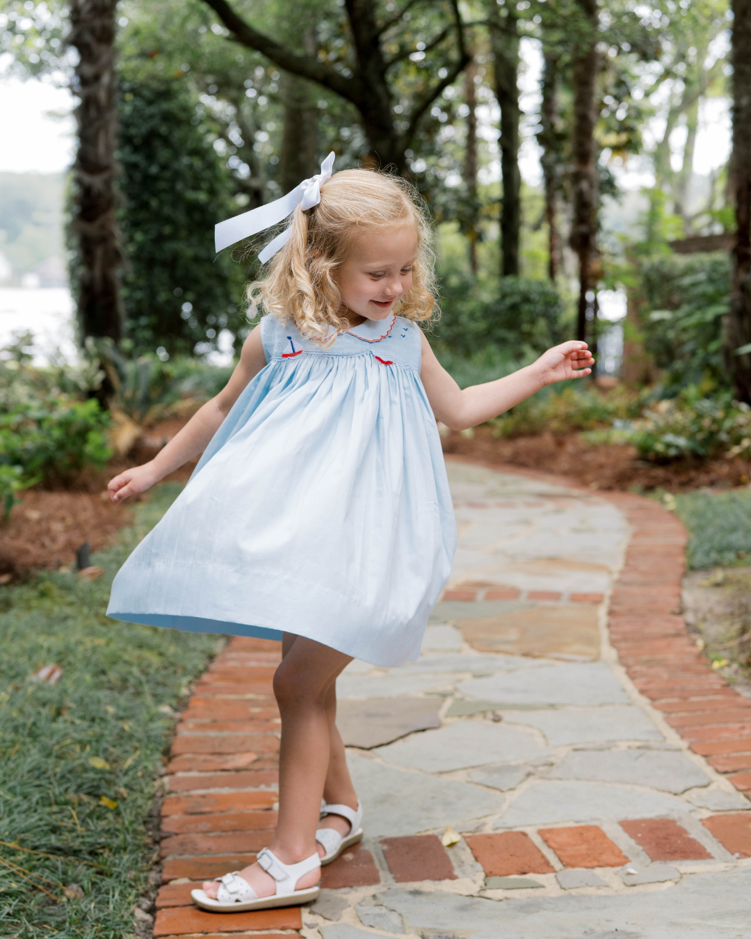 Brentwood Blue Smocked Sailboat - Ella Dress