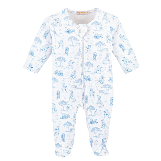 Barking Bliss Blue Pima - Zipper Footie
