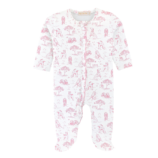Barking Bliss Pink Pima - Zipper Footie w/Ruffles