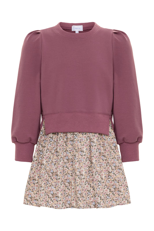 Pleat Clara Combo Dress - Rose