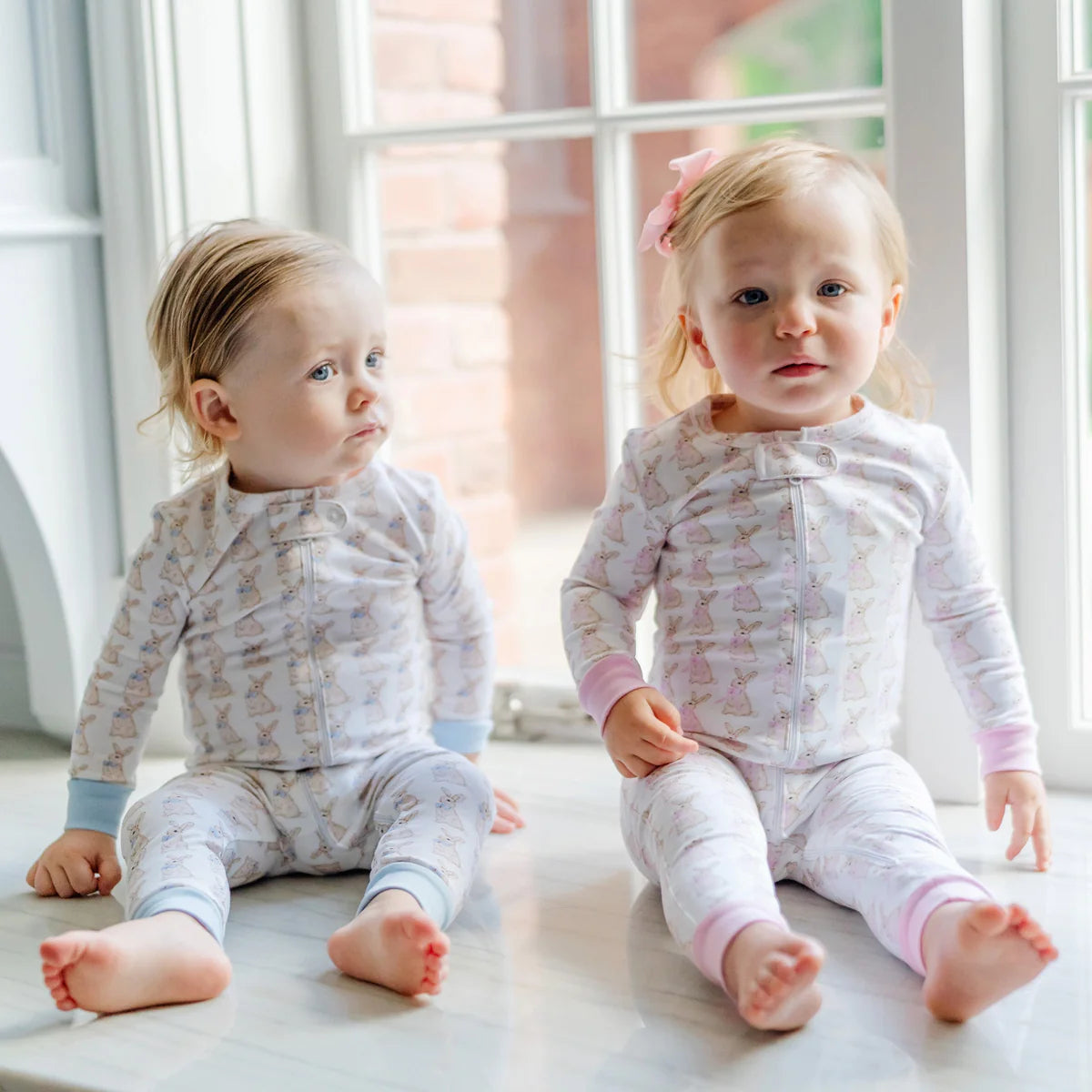 Easter Bunnies Pink - Parker Girls' Zipper Pajama