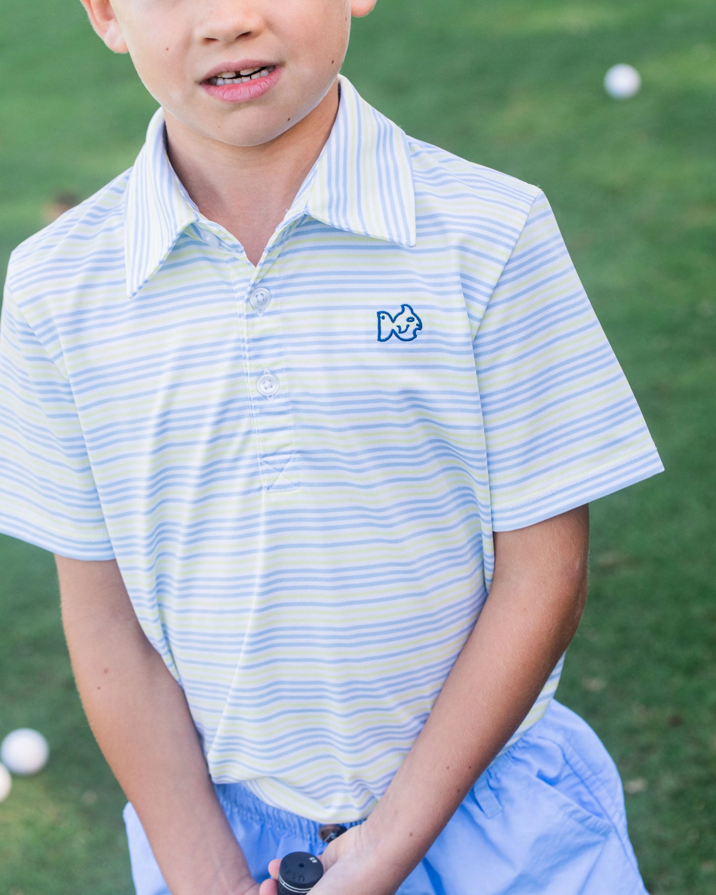 Pro Perf. S/S Polo - Yellow Pear/ Windsurfer Stripe